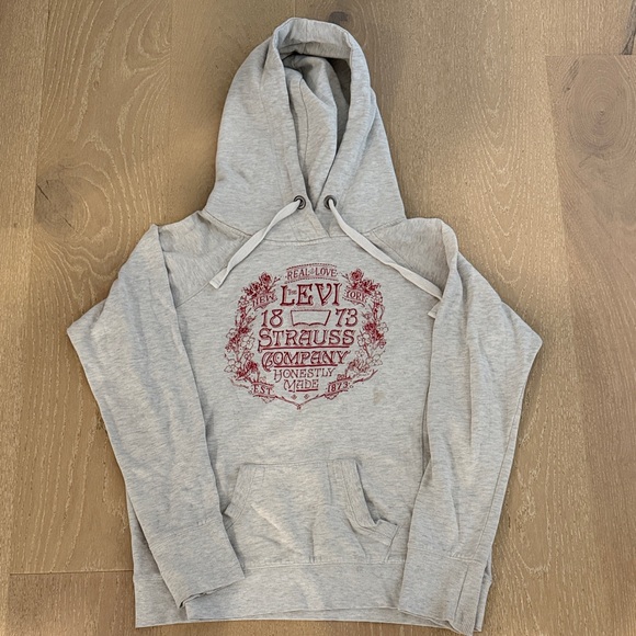 Levi's Tops - Levi's Light Gray Hoodie with Red Print